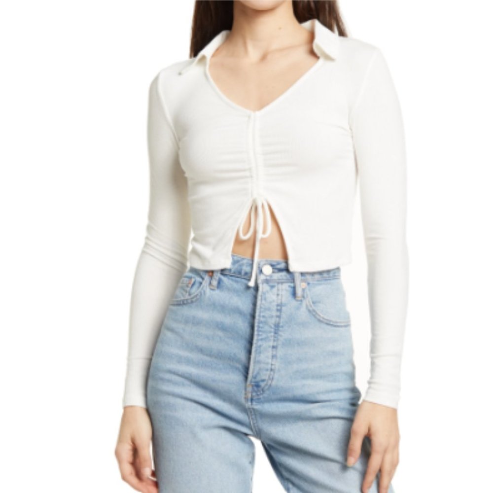 NEW NWT Center Rouched ELODIE long-sleeve top XS